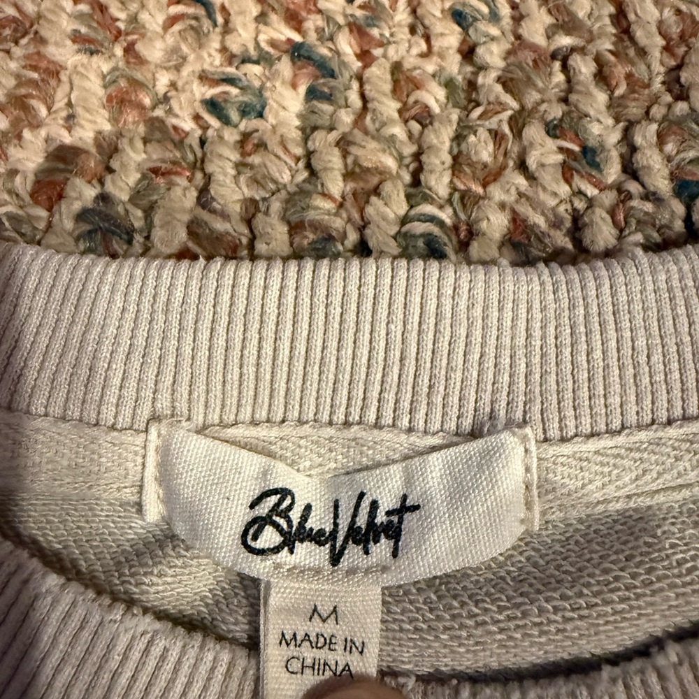 Blue Velvet American Flag Patchwork Crewneck Swea… - image 3